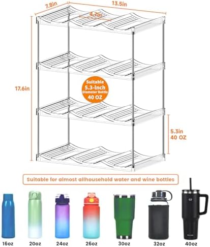 Yieach 4 Tier Stackable Water Bottle Organizer
