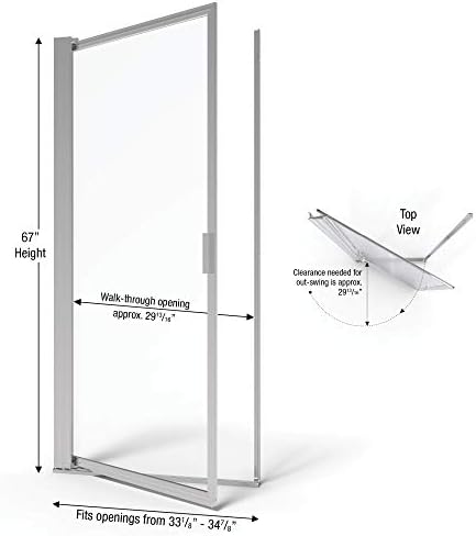 Basco Pivot Shower Door Clear Glass Silver