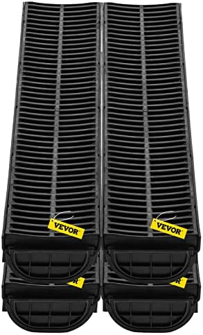 VEVOR Trench Drain System 4 Pack with HDPE Drain Trench and Plastic Grate