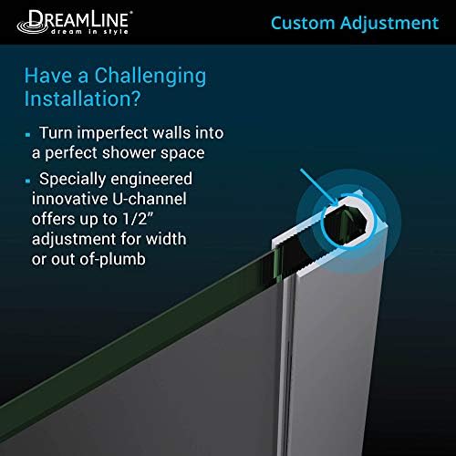 DreamLine Frameless Hinged Shower Door in Satin Black 47x36375x72