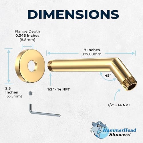 HammerHead Showers 7 Inch All Metal Shower Arm and Flange with Set Screw