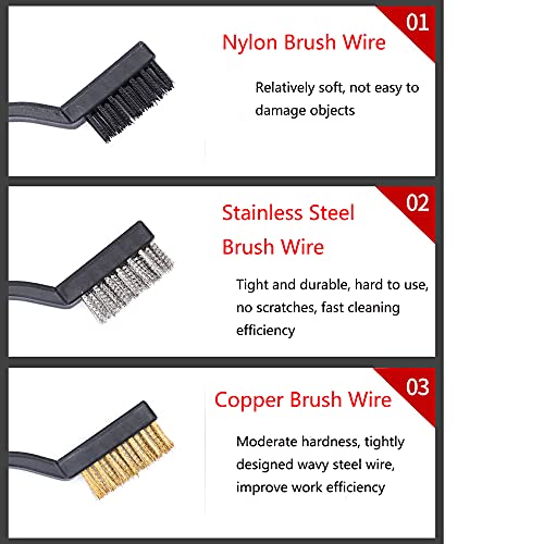 3Pcs Mini Wire Brush Set for Cleaning and Rust Removal