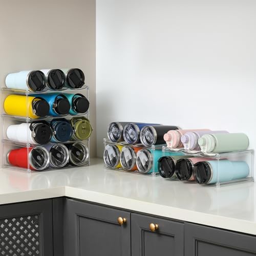 4 Tier Clear Water Bottle Organizer for Stanley and YETI Tumblers