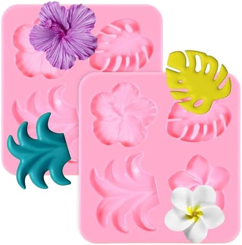 2 Pieces Tropical Flowers Leaves Silicone Mold for DIY