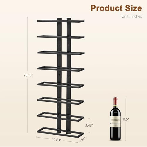 Hoctieon 2-Set 8 Tier Wall Wine Rack 16 Tiers Black