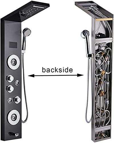 Gougeltd LED Shower Tower Panel Black Stainless Steel