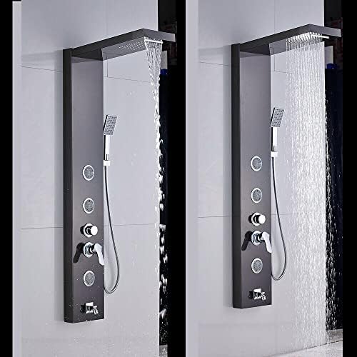 Gougeltd LED Light Shower Panel Tower Rainfall Head with Massager