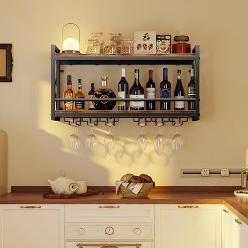 Homeiju Wall Mounted Wine Rack Glass Holder