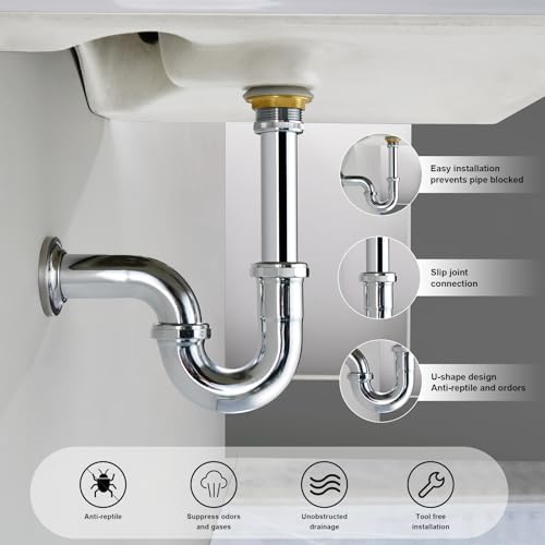 ZM Brass P-trap Sink Waste Kit with Reducing Washer