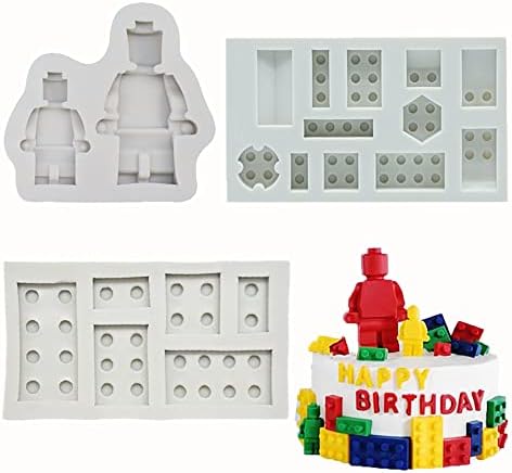 Guratapa 3PCS Silicone Robot Bricks Molds for Fondant and Candy Making