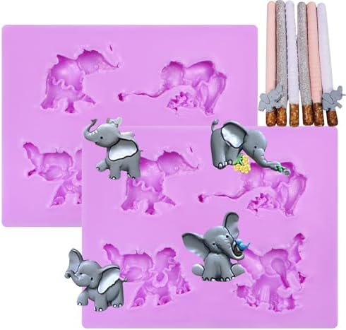 Elephant Silicone Chocolate Molds 2 Pcs for Cake Decorations