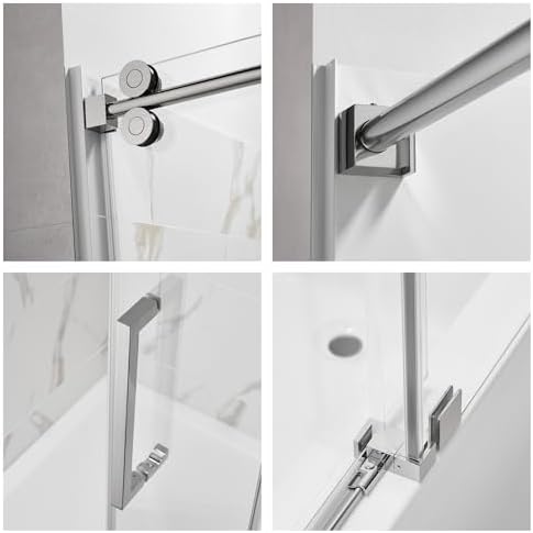 ChicFurnit Frameless Shower Door 56-60 W x 60 H