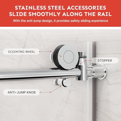 Kosmonia 56-60Wx74H Frameless Sliding Shower Door