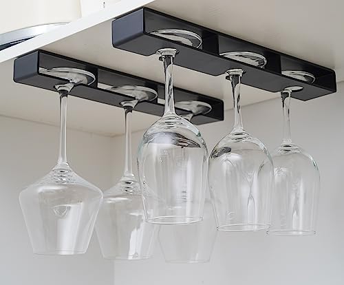 2Pack Wine Glass Holder Under Cabinet Stemware Rack Black