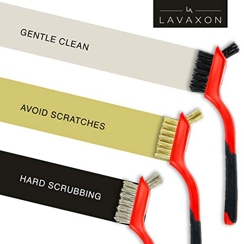 Wire Brush Set 3Pcs - Brass Nylons Stainless Steel Bristles with Curved Handle