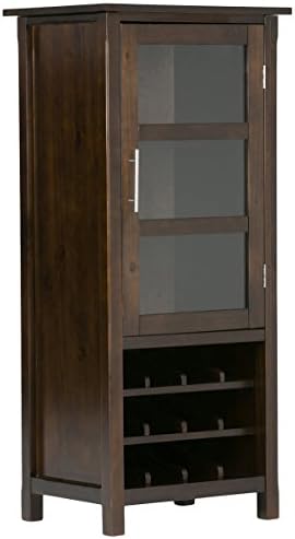 SIMPLIHOME Avalon 12-Bottle Wood Wine Rack Cabinet in Dark Tobacco Brown