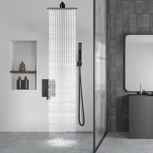 Aolemi Matte Black 8 Inch Wall Mount Shower Head Set