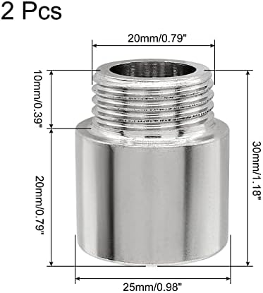 2 Pcs 30mm Shower Head Extension Stainless Steel Adapter