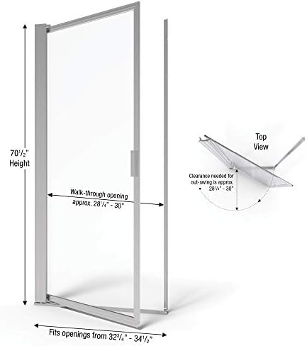 Basco Sopora Pivot Shower Door - Clear Glass Silver Finish