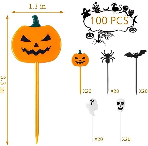 FUSHENMU 100pcs Halloween Cupcake Picks Decorations