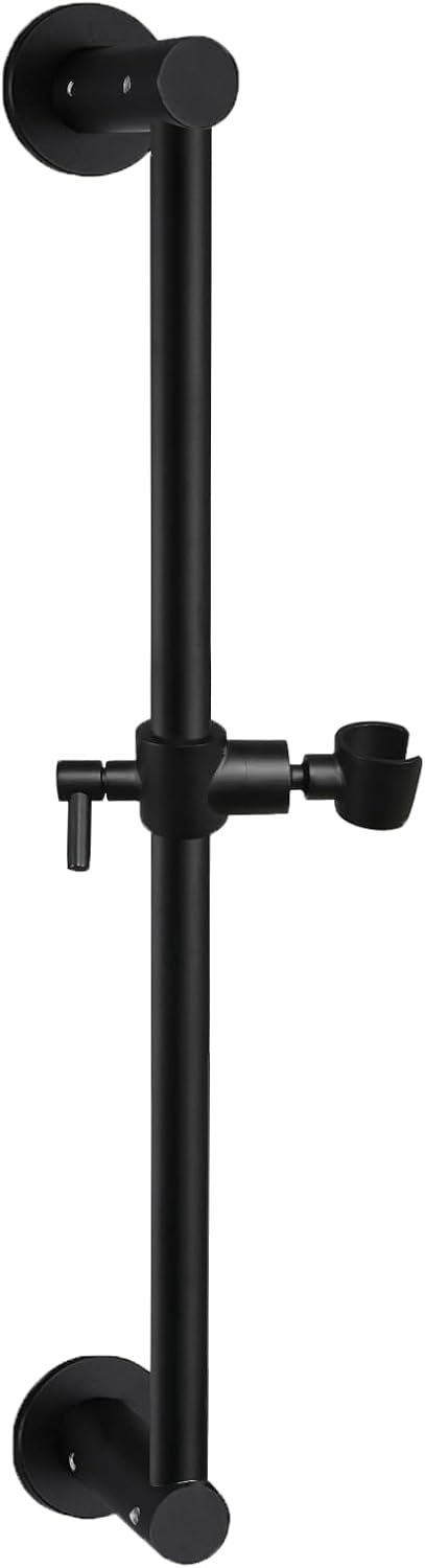 YDmeet Adjustable Shower Slide Bar with 360 Rotation - Black