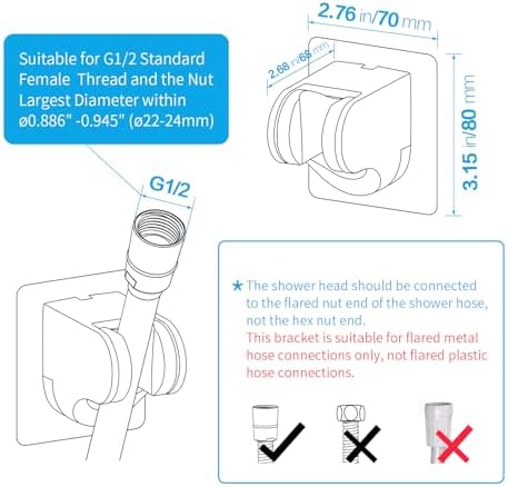KAIYING Self Adhesive Shower Head Mount with Adjustable Angle