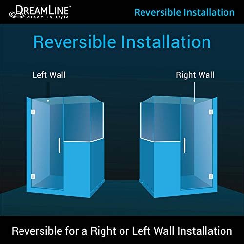 DreamLine Frameless Hinged Shower Door in Satin Black 47x36375x72