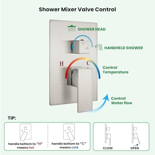 gotonovo Rain Shower Head and Handle Set with Pressure Balancing Valve