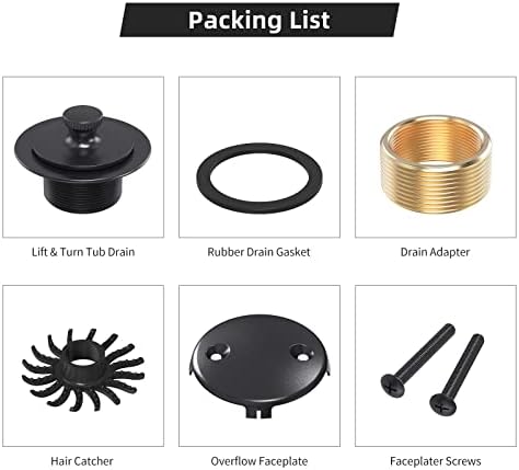 Matte Black Tub Drain and Overflow Kit Replacement