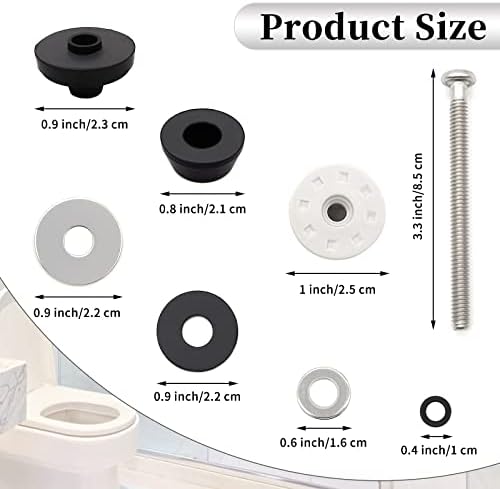 4PCS Universal Toilet Seat Hinge Bolts Kit with Stainless Steel and Rubber Washers