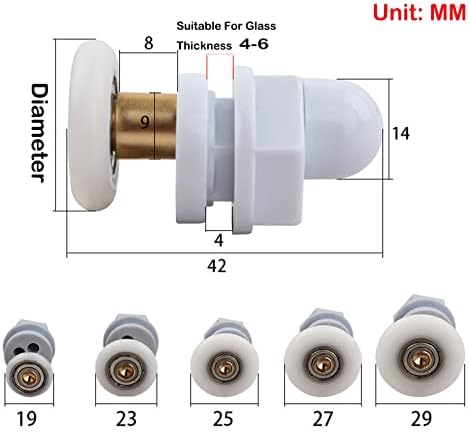Qikuver 4PCS Shower Door Rollers 29MM Replacement