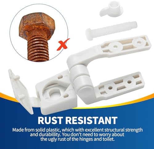 Toilet Seat Hinge with Plastic Bolts Kit - White Pair