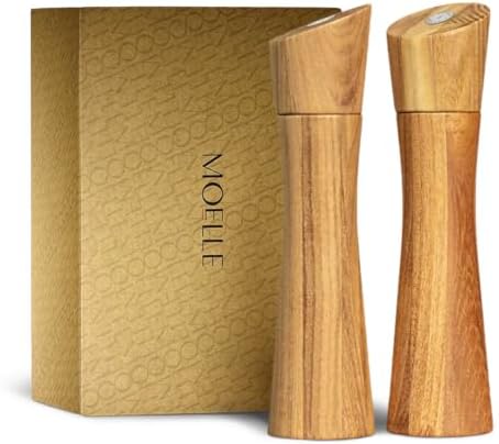 MOELLE Premium Teak Salt Pepper Grinders Set