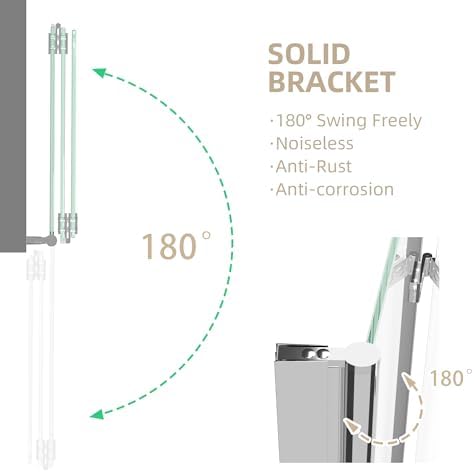 GETPRO Foldable Hinged Tub Shower Door 51x59