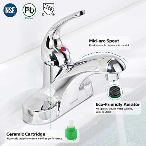 PARLOS Single Handle Chrome Bathroom Faucet with Drain Assembly