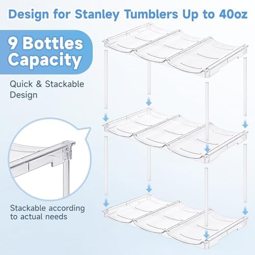 Stackable Water Bottle Organizer for Stanley 40 oz Tumbler 3 Pack