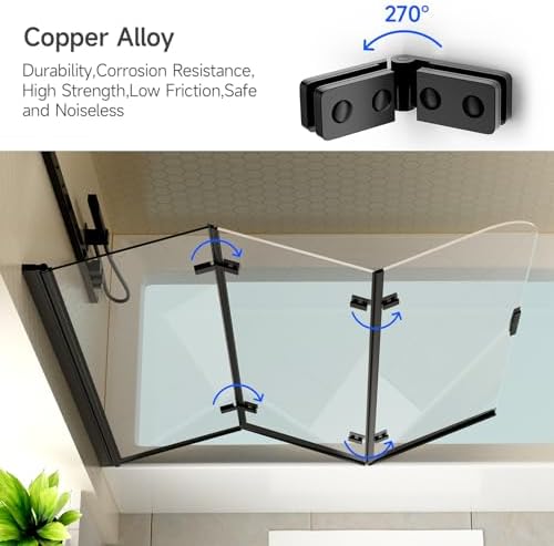 Klajowp Bathtub Shower Door 51x59 Clear Tempered Glass