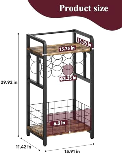 3-Tier Freestanding Wine Rack with Metal Frame Black