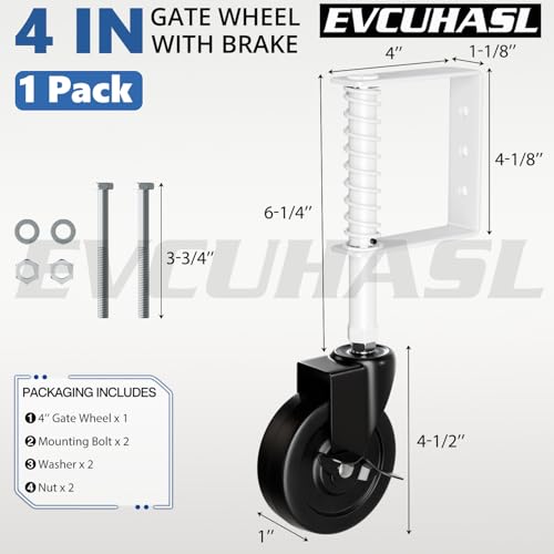 4 Spring Loaded Gate Caster with Side Brake - 220 Lbs Capacity