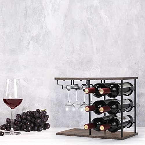 MOOACE Freestanding Wine Rack with Glass Holder