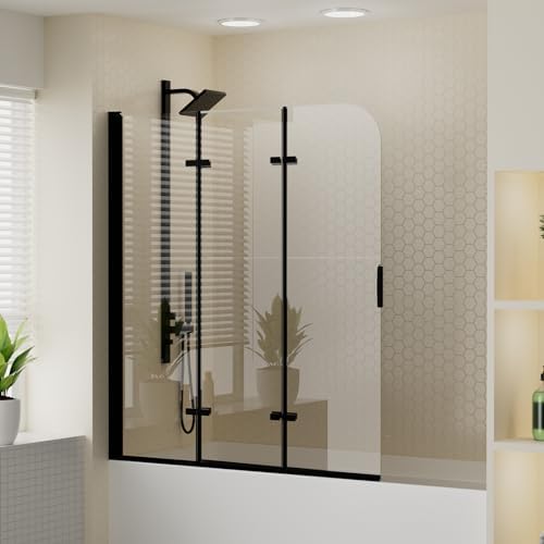 Klajowp Bathtub Shower Door 51x59 Clear Tempered Glass