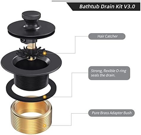Matte Black Tub Drain and Overflow Kit Replacement