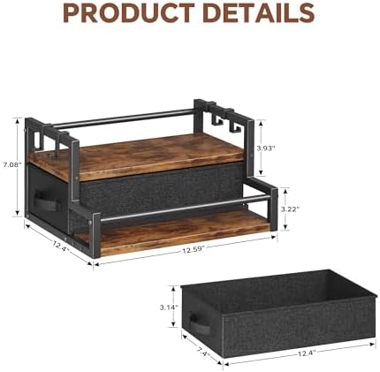 Homeiju Coffee Syrup 2-Tier Organizer Rack with Drawer