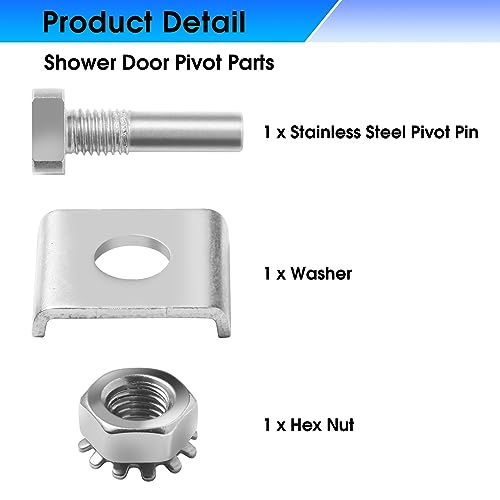 GGTE Glass Shower Door Pivot Pin Kit with Hex-Nut and Washer