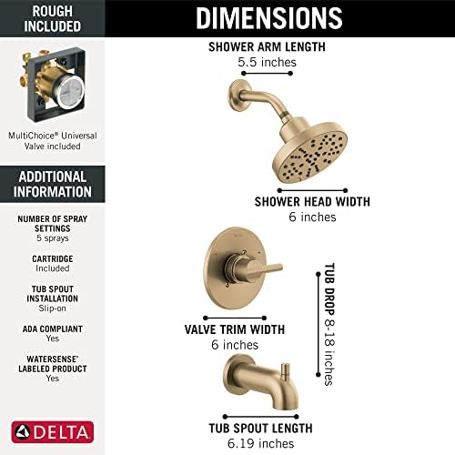 Delta Faucet Nicoli 14 Series Trim Kit with 5-Spray H2Okinetic Head