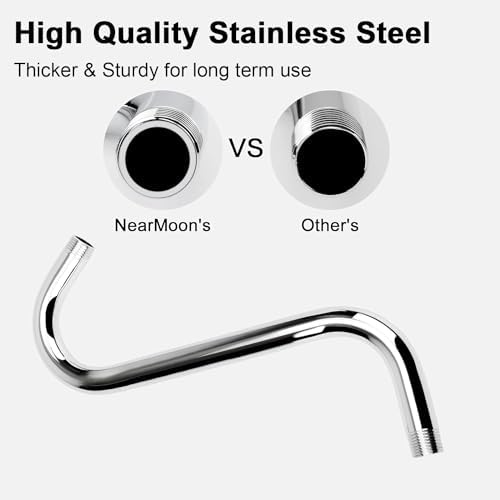 NearMoon S Shaped Shower Head Riser 12 Inch Chrome 2 Pack