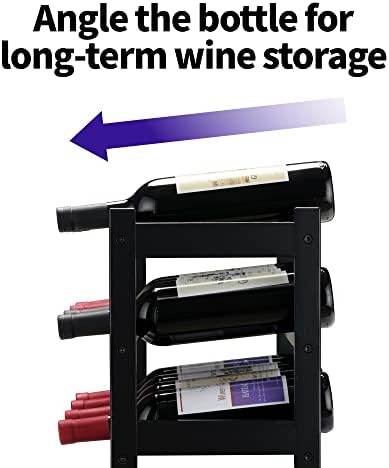 VASMIA Bamboo Wine Rack 3-Tier 12 Bottles Black 1