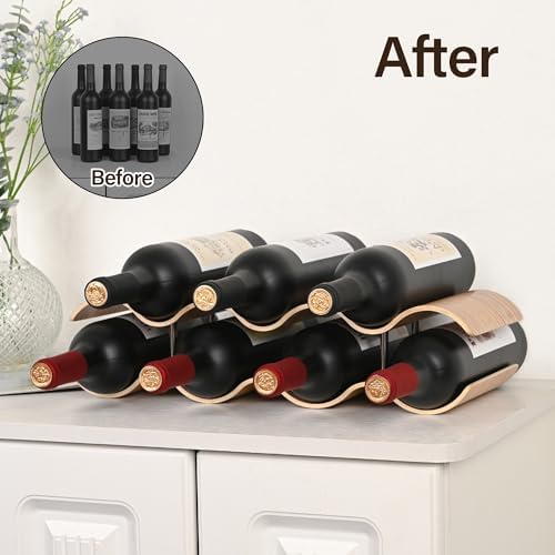 TRUDING 7 Bottle Freestanding Wine Rack with 2 Tiers