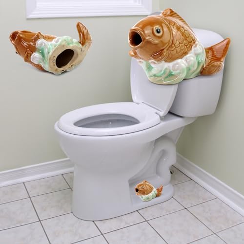 Toilet Bolt Caps with Resin Miniature Carp Fish Figurines
