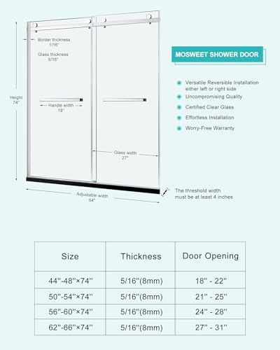 MoSweet Milano Double Sliding Shower Door 54x74 1